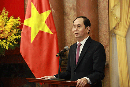 Uỷ viên Bộ Chính trị, Chủ tịch nước Trần Đại Quang phát biểu tại Hội nghị