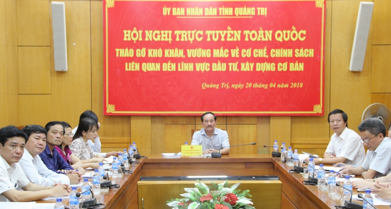 Quang cảnh hội nghị tại điểm cầu Quảng Trị