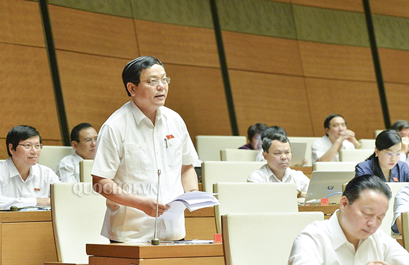 Đại biểu Quốc hội Hoàng Đức Thắng phát biểu tại hội trường. Ảnh: CẨM NHUNG