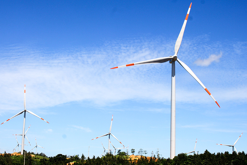 Một góc Nhà máy điện gió Hướng Linh 2 do Công ty Tân Hoàn Cầu làm chủ đầu tư