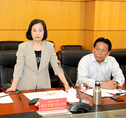 Phó Chủ tịch Bùi Thị Thanh phát biểu tại buổi làm việc.