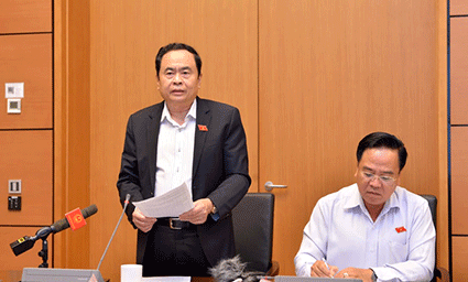 Chủ tịch Trần Thanh Mẫn phát biểu tại tổ về việc phê chuẩn Hiệp định Đối tác Toàn diện và Tiến bộ xuyên Thái Bình Dương (CPTPP). (Ảnh: Quang Vinh).