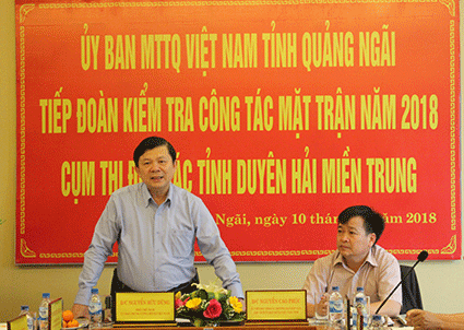 Phó Chủ tịch Ủy ban Trung ương MTTQ Việt Nam Nguyễn Hữu Dũng phát biểu tại buổi làm việc