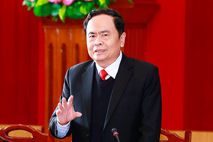 Chủ tịch Ủy ban Trung ương MTTQ Việt Nam Trần Thanh Mẫn phát biểu tại buổi làm việc