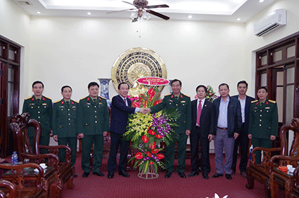 Phó Chủ tịch Ngô Sách Thực chúc mừng cán bộ, chiến sĩ Sư đoàn 308.