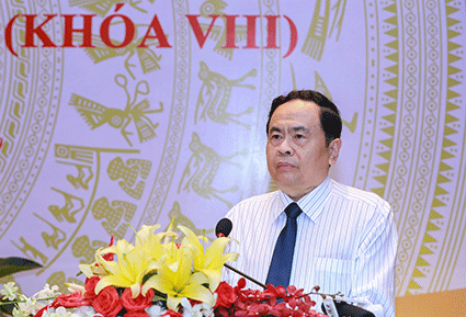 Bí thư Trung ương Đảng, Chủ tịch UBTƯ MTTQ Việt Nam Trần Thanh Mẫn  phát biểu bế mạc Hội nghị