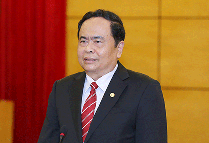 Ông Trần Thanh Mẫn, Bí thư Trung ương Đảng, Chủ tịch UBTƯ MTTQ Việt Nam  phát biểu tại buổi làm việc