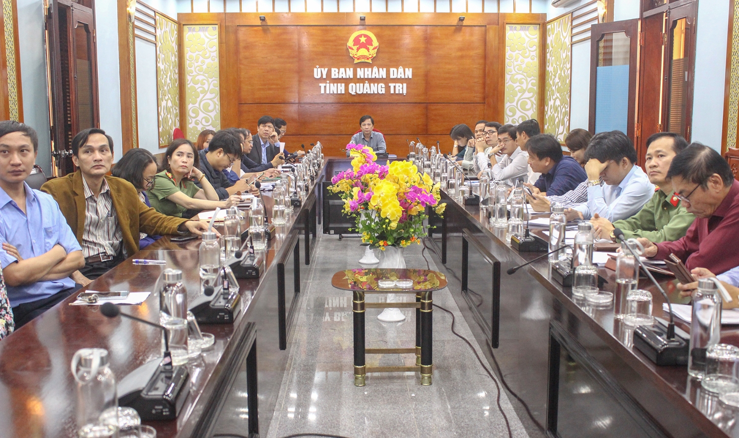 Các đại biểu tham dự hội nghị tại điểm cầu Quảng Trị-Ảnh: H.V.A​