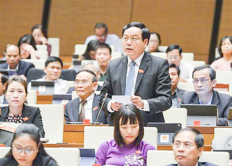Đại biểu Hoàng Đức Thắng phát biểu tại hội trường - Ảnh: P.T​