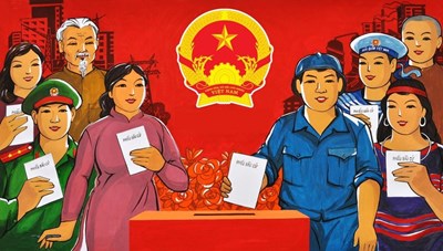 Tuyên truyền bầu cử đại biểu Quốc hội khóa XV và đại biểu HĐND các cấp nhiệm kỳ 2021 - 2026 - Ảnh: TL​