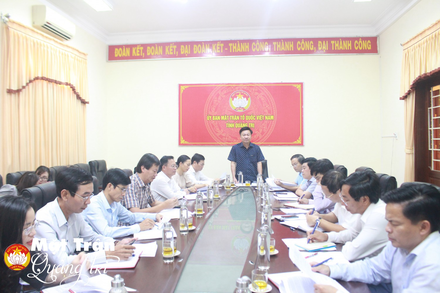 Chủ tịch UBMTTQ Việt Nam tỉnh Đào Mạnh Hùng chủ trì cuộc họp phân công nhiệm vụ các thành viên, triển khai  công tác kiểm tra, giám sát của  Ban Bầu cử đại biểu Quốc hội khóa XV, đơn vị bầu cử số 1. Ảnh NP