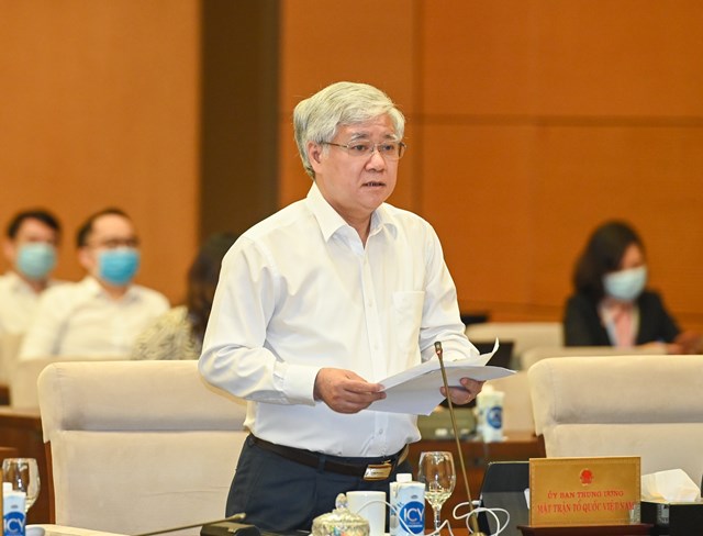 Bí thư Trung ương Đảng, Chủ tịch UBTƯ MTTQ Việt Nam Đỗ Văn Chiến phát biểu tại phiên họp. Ảnh: Quang Vinh.