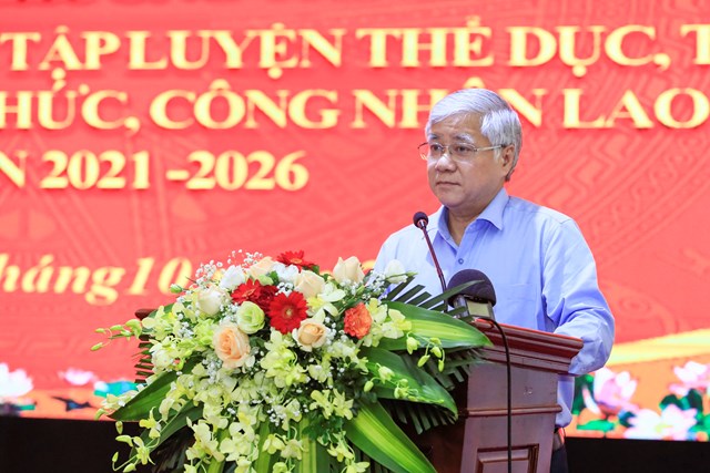 Chủ tịch UBTƯ MTTQ Việt Nam Đỗ Văn Chiến phát biểu tại Hội nghị.