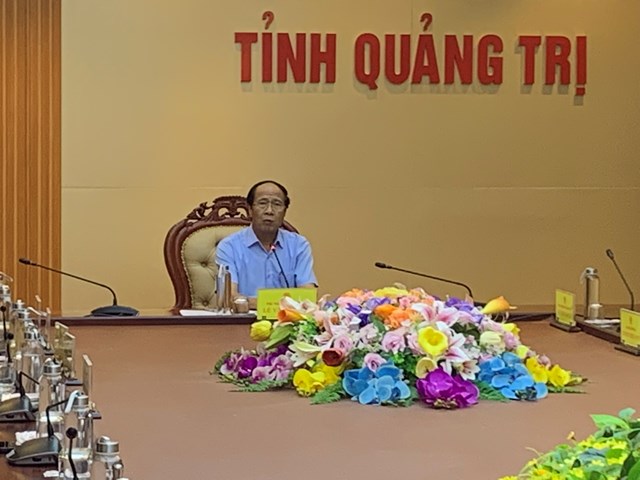 Phó Thủ tướng Lê Văn Thành phát biểu tại cuộc họp tại Quảng Trị về công tác phòng chống bão Noru