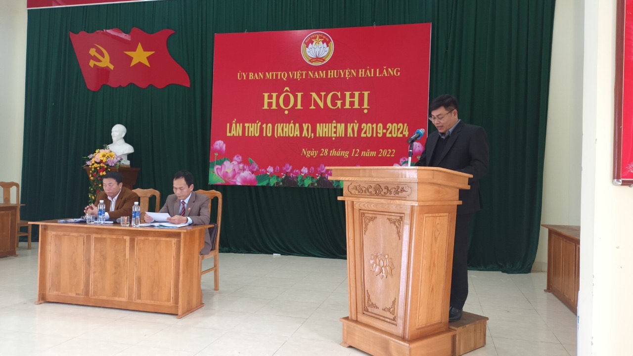 Phó Chủ tịch Ủy ban MTTQ tỉnh Dương Tân Long phát biểu chỉ đạo Hội Nghị