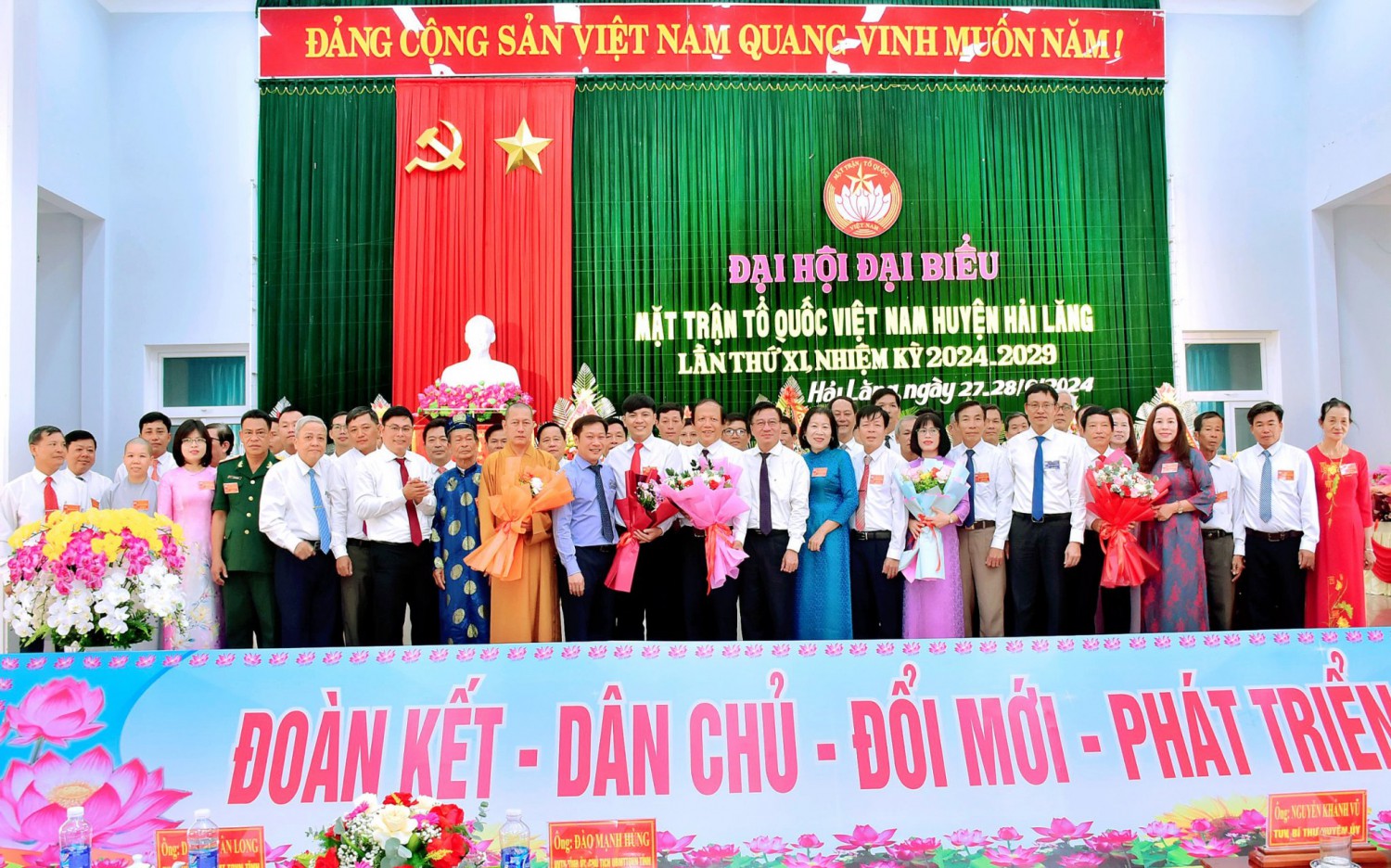 Đại hội đại biểu MTTQ Việt Nam huyện Hải Lăng lần thứ XI, nhiệm kỳ 2024 - 2029, với tinh thần 'Đoàn kết - Dân chủ - Đổi mới - Phát triển'. Ảnh: TB