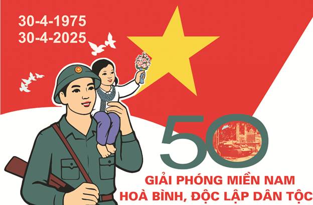Tranh cổ động tuyên truyền kỷ niệm 50 năm Ngày Giải phóng Miền Nam, Thống nhất đất nước (30/4/1975-30/4/2025)