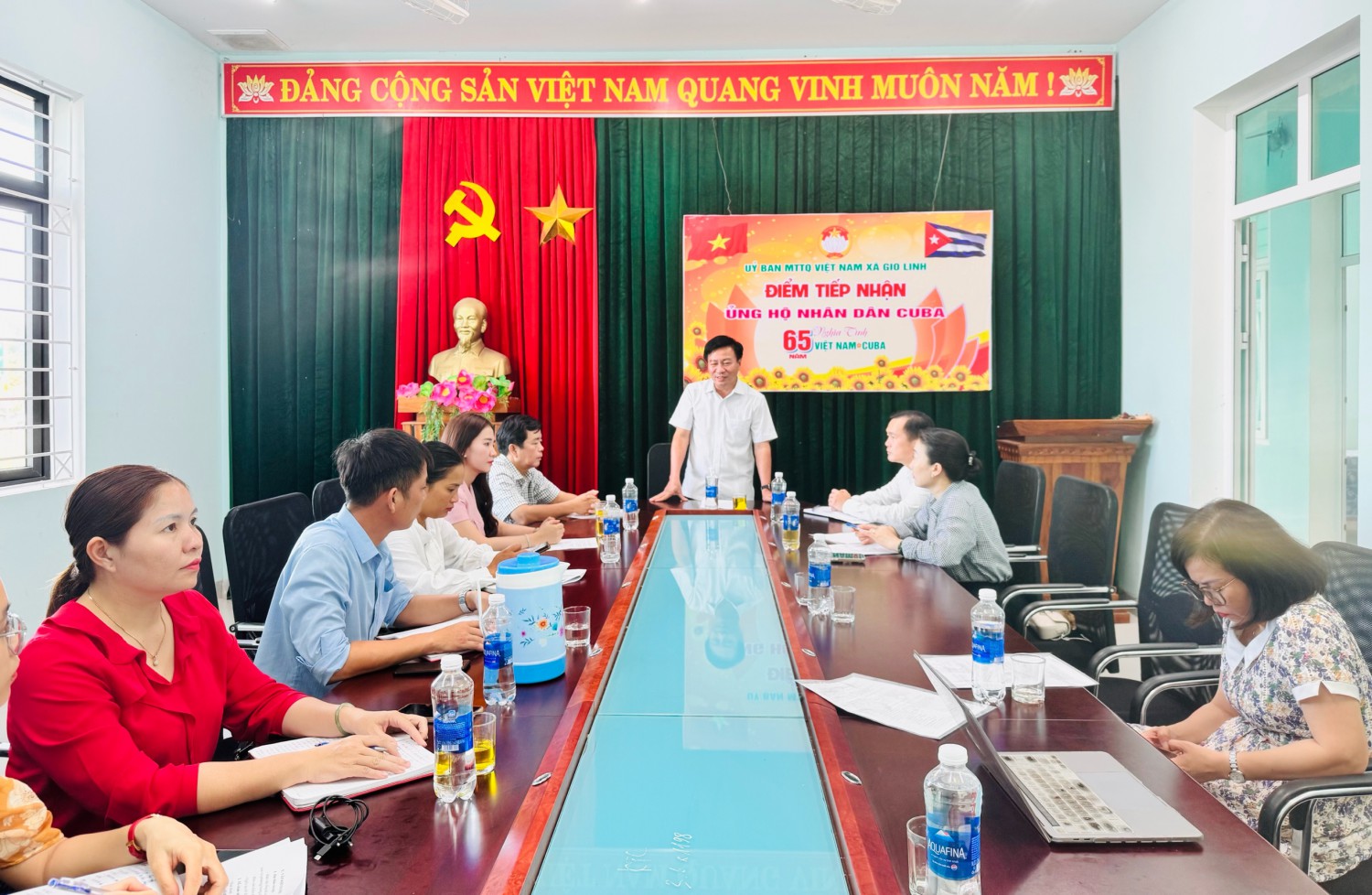 Đồng chí Đào Mạnh Hùng,  UVBTV Tỉnh uỷ, Phó Chủ tịch Thường trực Ủy ban MTTQ Việt Nam tỉnh Quảng Trị phát biểu tại buổi làm việc.