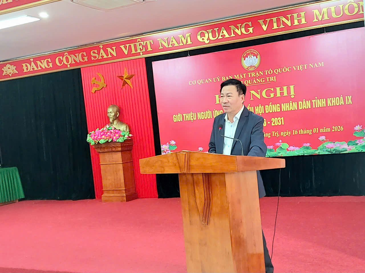 Phó Chủ tịch Thường trực Ủy ban MTTQ Việt Nam tỉnh Đào Mạnh Hùng phát biểu tại Hội nghị