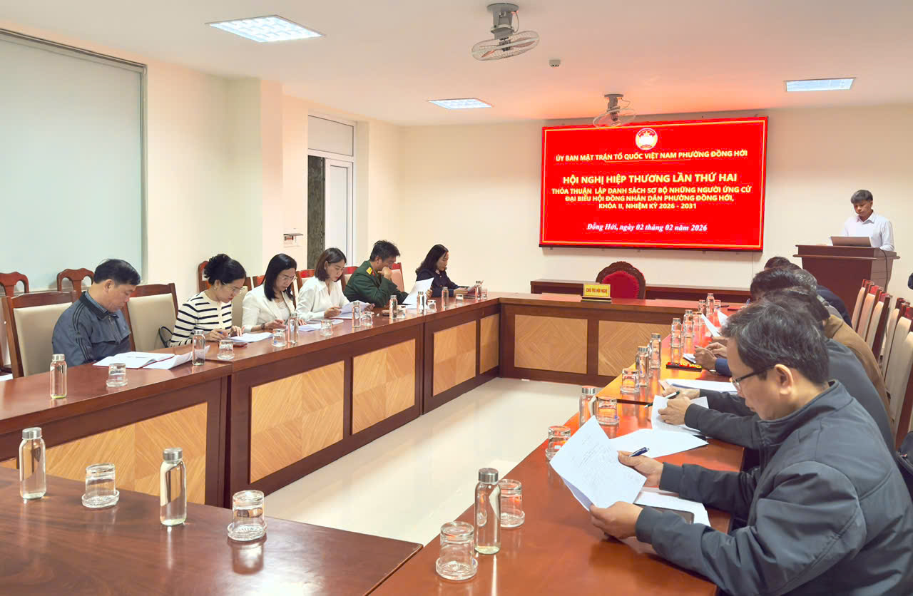 Toàn cảnh Hội nghị hiệp thương lần thứ hai thỏa thuận lập danh sách sơ bộ những người ứng cử đại biểu HĐND phường, khóa 2, nhiệm kỳ 2026 - 2031