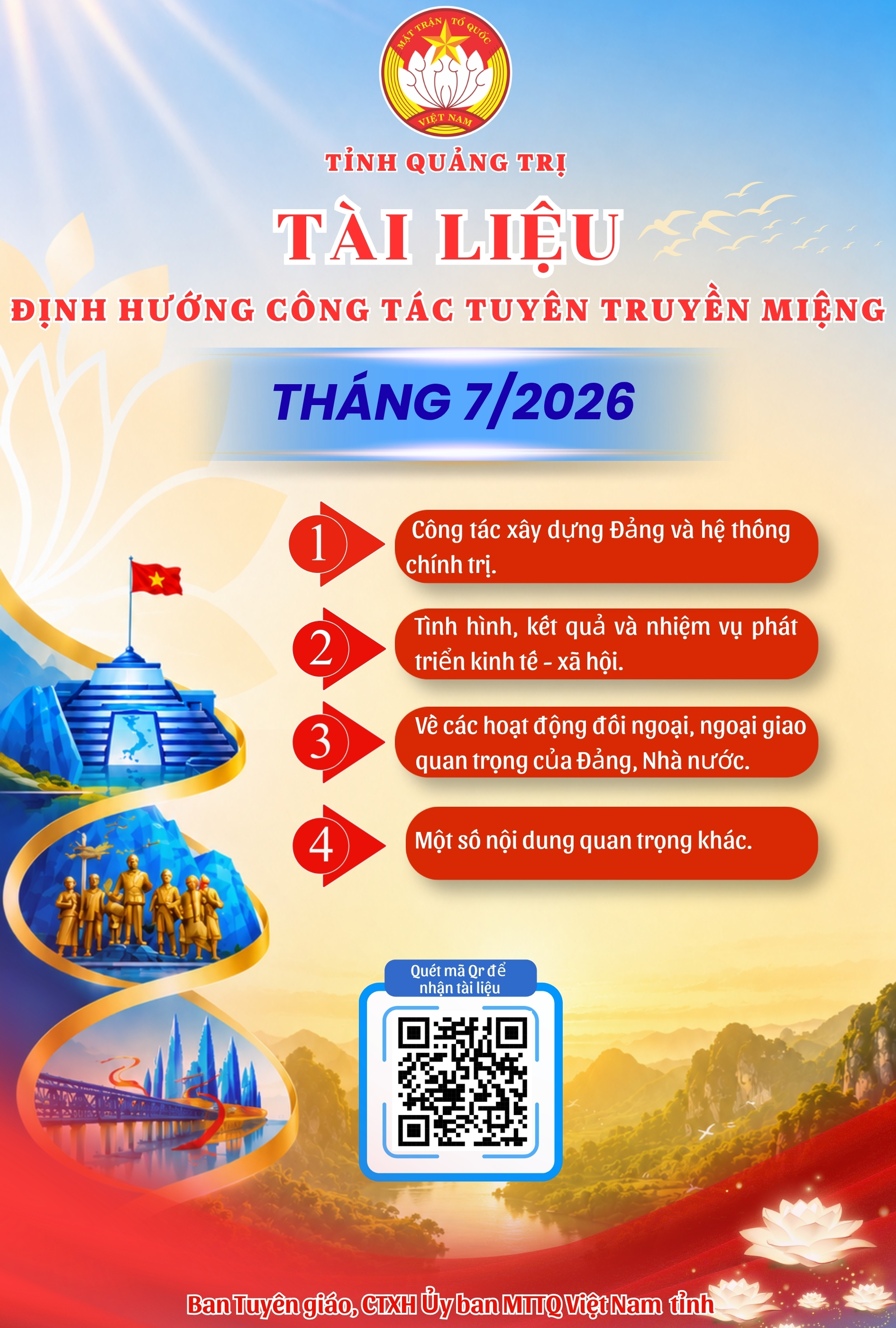 Định hướng tuyên truyền miệng tháng 7/2026