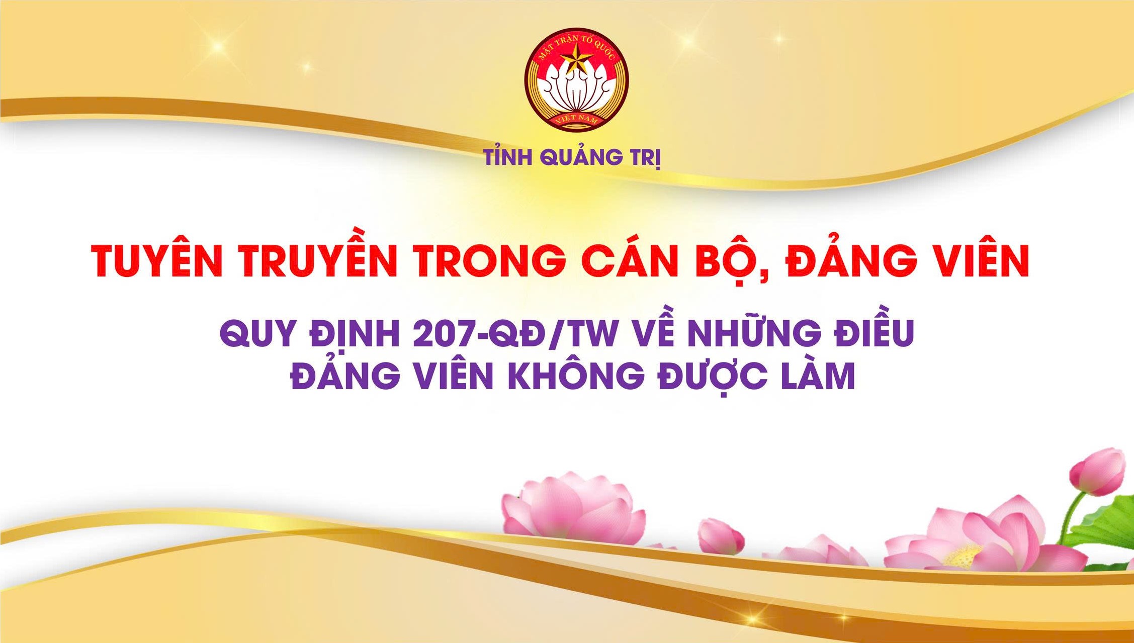 QUY ĐỊNH 207-QĐ/TW VỀ NHỮNG ĐIỀU ĐẢNG VIÊN KHÔNG ĐƯỢC LÀM